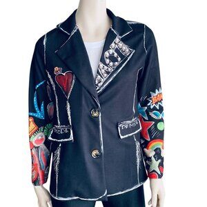 Via Vitale Italy Graphic Edge Scuba Knit Blazer S/M